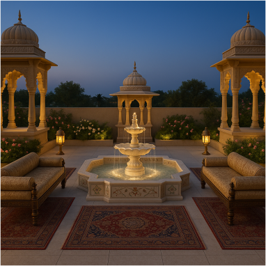 Royal Heritage Terrace Design for 2 Oakland Estates villa in Devanahalli.