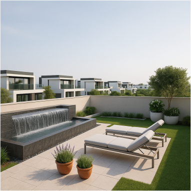Infinity Relaxation Deck Terrace Design for 2 Oakland Estates villa in North Bangalore.
