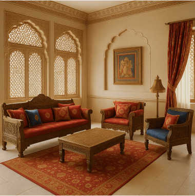 Royal Indian Heritage Living Room for 2 Oakland Estates villa in Bangalore