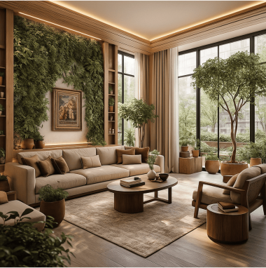 Green Urban Botanical Living Room for 2 Oakland Estates villa in North Bangalore