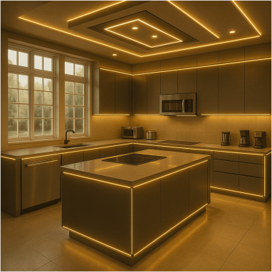 Futuristic Smart Kitchen Design for 2 Oakland Estates villa in North Bangalore.
