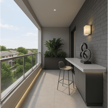 Chic Glass-Railing Balcony