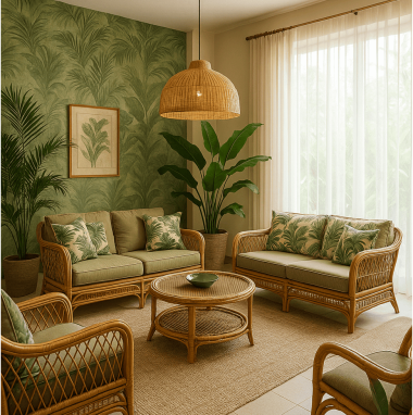 Tropical Modern Retreat Living Room for 2 Oakland Estates villa in Bangalore