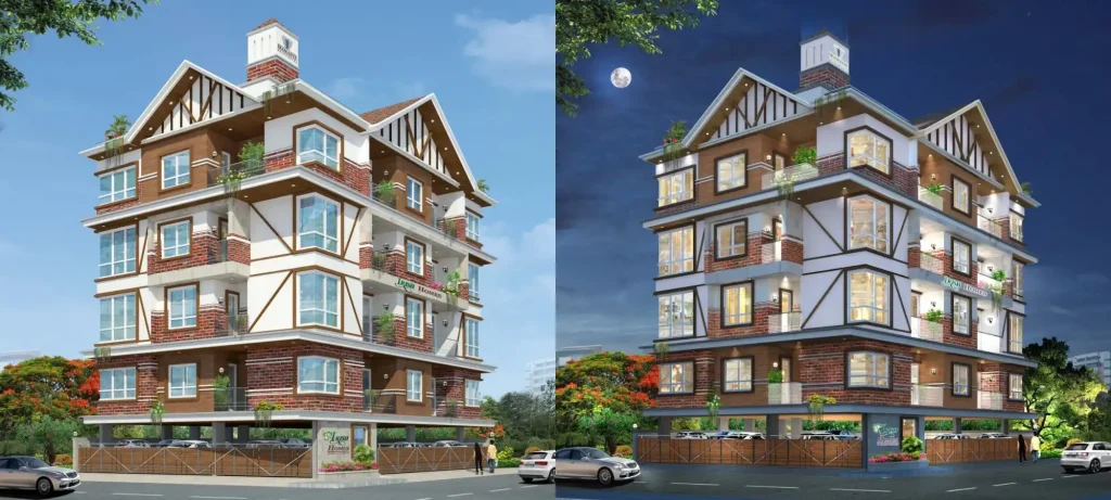 Irish Homes modern residential building exterior with balconies and landscaped surroundings