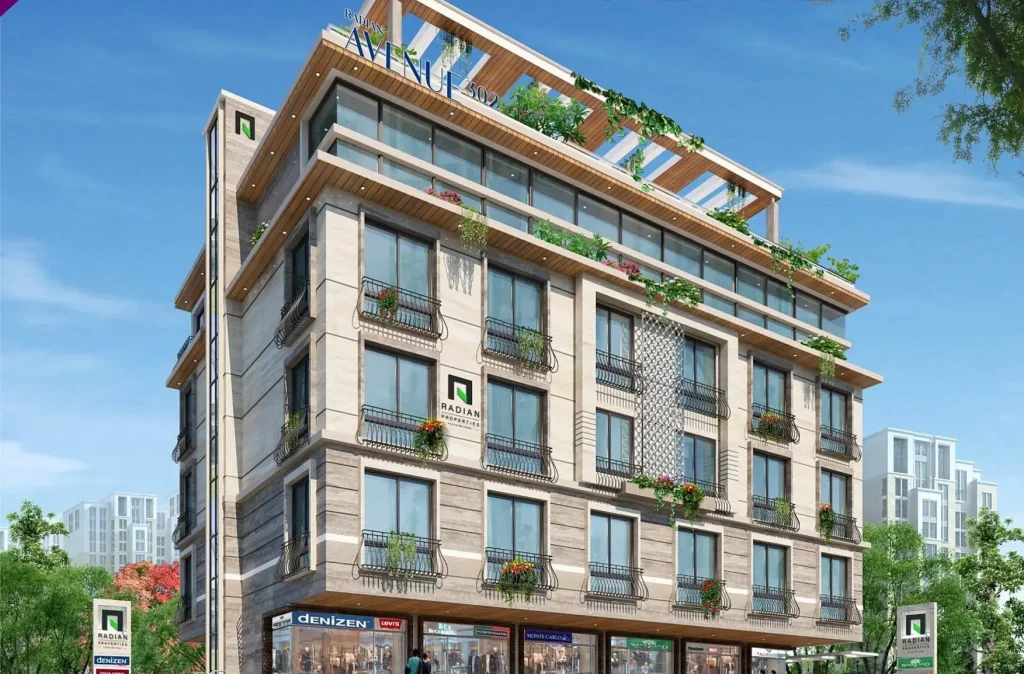 Radian Avenue luxury residential apartment building in North Bangalore with modern architecture, balconies, and landscaped greenery.