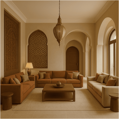 Modern Arabian Elegance Living Room for 2 oakland Estates