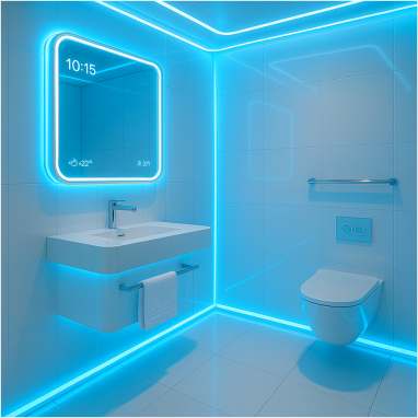 Futuristic LED Capsule Bathroom Design for 2 oakland Estates