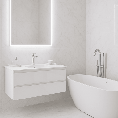 White Marble Serenity Bathroom Design for 2 oakland Estates