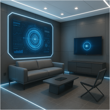 Smart Tech Futuristic Living Room for 2 oakland Estates