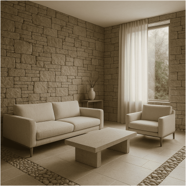 Organic Stone Sanctuary Living Room for 2 oakland Estates