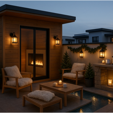 Cozy Winter Chalet Terrace