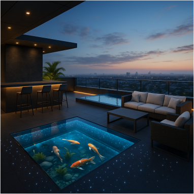 Sky Lounge Glass-Floor Infinity Terrace Design for 2 oakland Estates