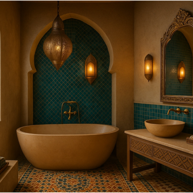 Moroccan Mosaic Luxury Bathroom Design for 2 oakland Estates
