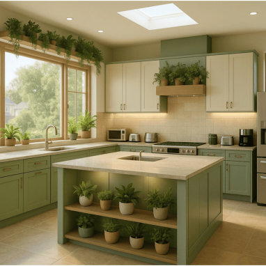 Botanical Green Living Kitchen