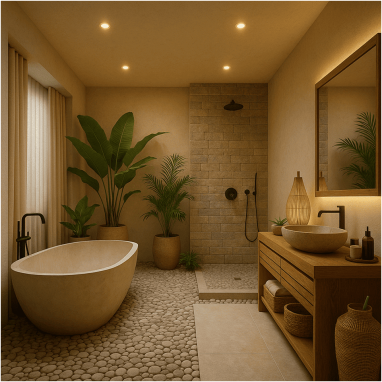 Tropical Bali Spa Bathroom Design for 2 oakland Estates