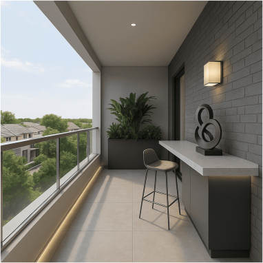 Chic Glass-Railing Balcony