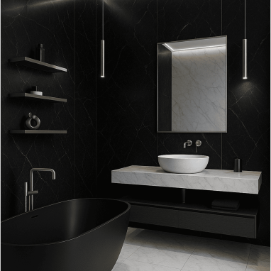 Black Marble Contemporary Bathroom Design for 2 oakland Estates