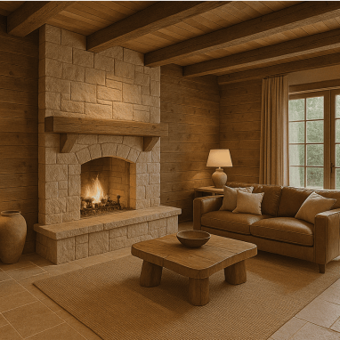 Rustic Earthwood Haven Living Room for 2 oakland Estates