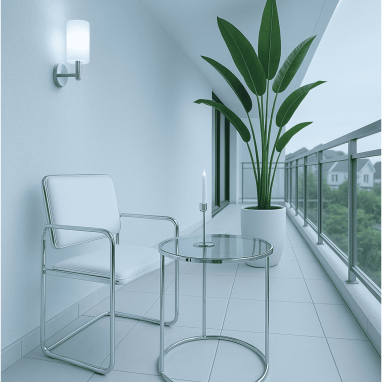 Minimal Chrome + White Balcony