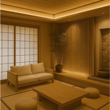 Japanese Zen Calm Living Room for 2 oakland Estates