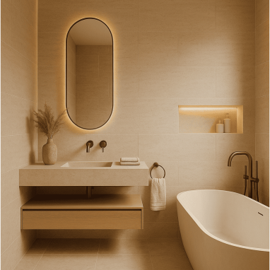 Desert Beige Minimalist Bathroom Design for 2 oakland Estates