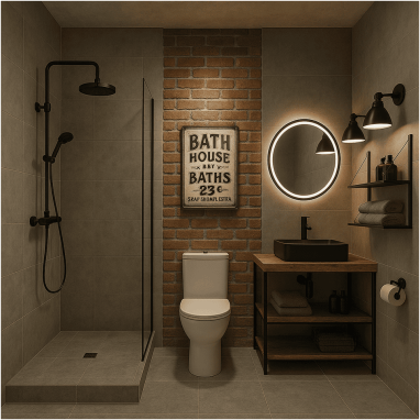 Industrial Loft Bathroom Design for 2 oakland Estates