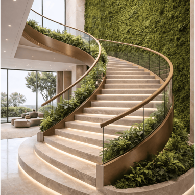 Biophilic Green Spine Stair