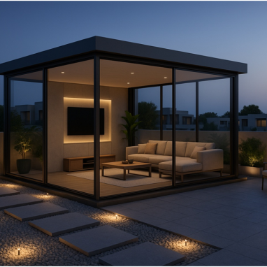 Minimalist Glass-Pavilion Terrace