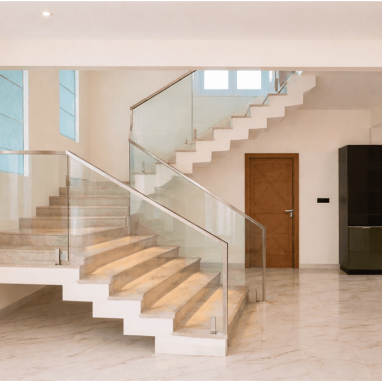 Stone-and-Glass Hybrid Stair