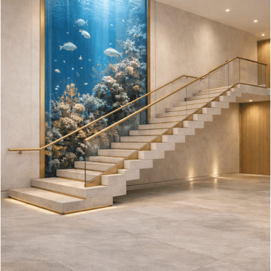 Brass-Lined Contemporary Stair